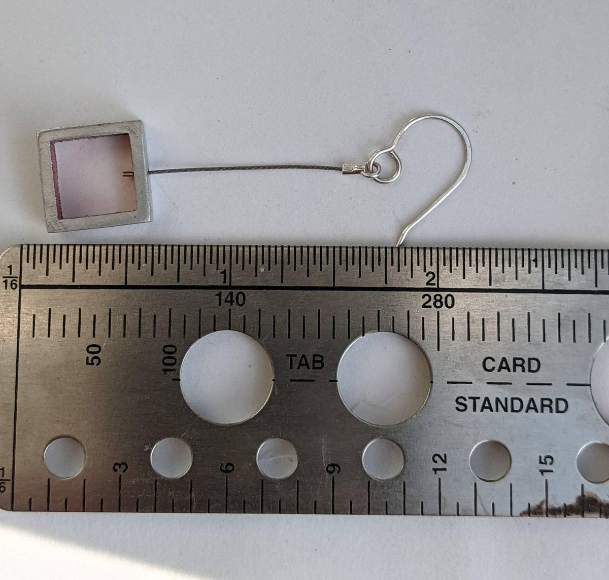 Small Pega Square red  enamel interior Silver earring hooks Fashion Modern Earrings